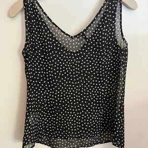 Escada Sheer Silk Polka Dot Sleeveless Top Small
